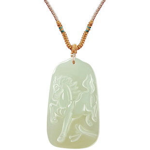 宫里上新和田玉无事牌男士玉石吊坠马年本命年项链生日礼物送男生