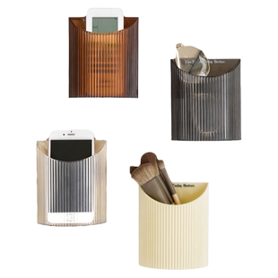 遥控器收纳盒壁挂式化妆刷文具杂物床头柜透明桌上整理筒小型盒子