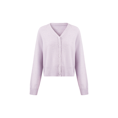 100%绵羊毛V领针织开衫