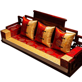 红木沙发垫子罗汉床坐垫盖巾高级感新中式飘窗薄垫靠背巾防滑定制