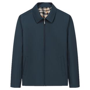 恒源祥集团彩羊中老年纯棉夹克男爸爸春秋翻领休闲外套行政夹克衫