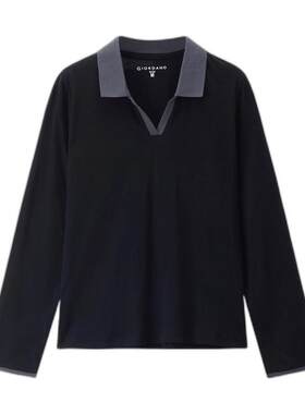 Giordano/佐丹奴长袖撞色领POLO
