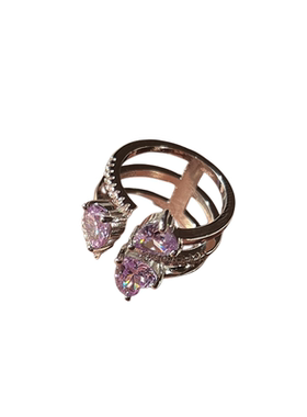 魅芽仙骨女淡紫爱心优雅戒指