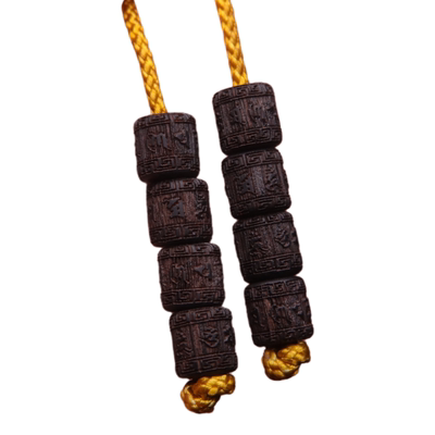 天然沉香檀木2.5大孔六字真言老型桶珠散珠DIY文玩配饰配件弟子珠