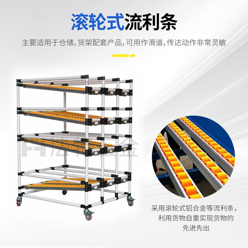 厂家流利条货架仓储物流分拣库房滚轮滑轨货架铝合金重型仓储货架