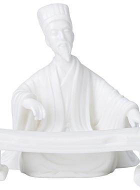 白瓷诸葛亮李白唐伯虎陆羽摆件
