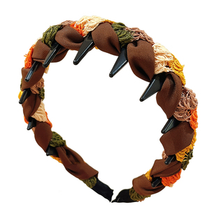 美拉德咖色波浪高颅顶发箍女款日常外戴头箍带齿防滑洗脸压发发卡