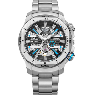 镂空机械手表男款野狼全自动机械表男品牌夜光防水男士手表V1034