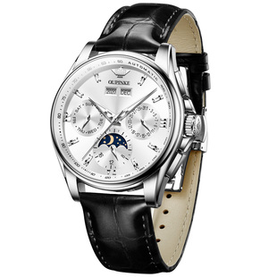 瑞士认证品牌官方专卖店新款男士手表月相真皮表带男款机械表十大