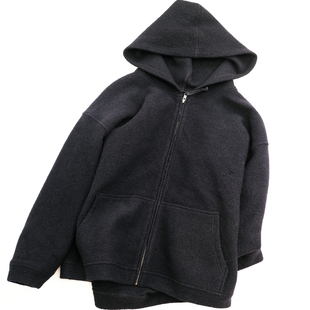 100%美丽诺羊毛，低调不张扬，羊毛宽松加厚带帽休闲卫衣外套上衣