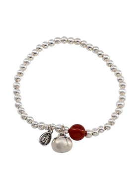 S999纯银同款柿如意红玛瑙手链女新中式复古重工百搭圆珠正品