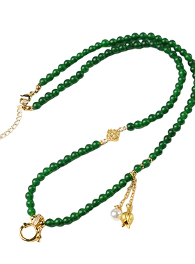 绿玉髓锁骨链短链吊坠挂绳唐卡链