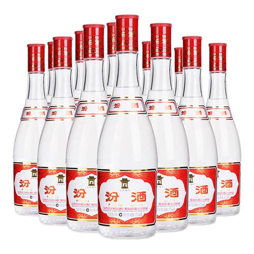 【30天价保】山西汾酒杏花村酒42度红盖玻汾475mL*12瓶低度白酒