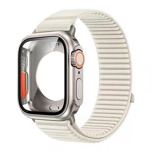 适用苹果Apple Watch表带尼龙纤维iwatch11手表S9苹果S10魔术贴腕带编织se3透气Ultra49/41/40mm全包秒变壳