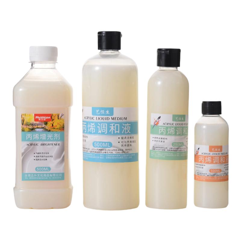 丙烯調(diào)和液丙烯顏料流體畫稀釋劑助流劑丙烯增光亮光劑暴力熊調(diào)色澆筑材料稀釋防水保護(hù)透明調(diào)和助流劑500ml