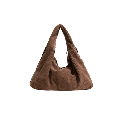 橙子少女韩系灯芯绒女包2025年秋季新款纯色手提三角包小众单肩包