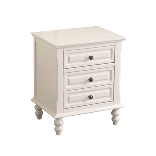 现代美式实木床头柜法式主卧收纳储物柜胡桃木黑色家用三抽床边柜