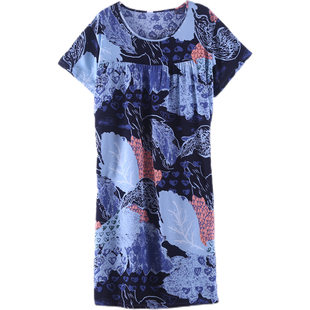 睡衣女夏天睡裙孕妇莱赛尔棉绸连衣裙长款大码胖mm夏季人造棉绵绸