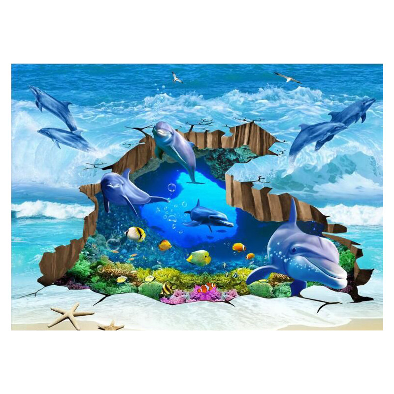 地面贴纸海洋地贴墙贴防水耐磨3d立体装饰贴画遮丑地板贴主题定制