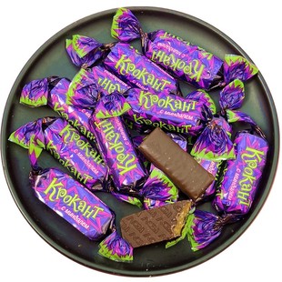 俄罗斯紫皮糖果结婚喜糖散装果仁夹心巧克力酥糖休闲零食1斤装KDV