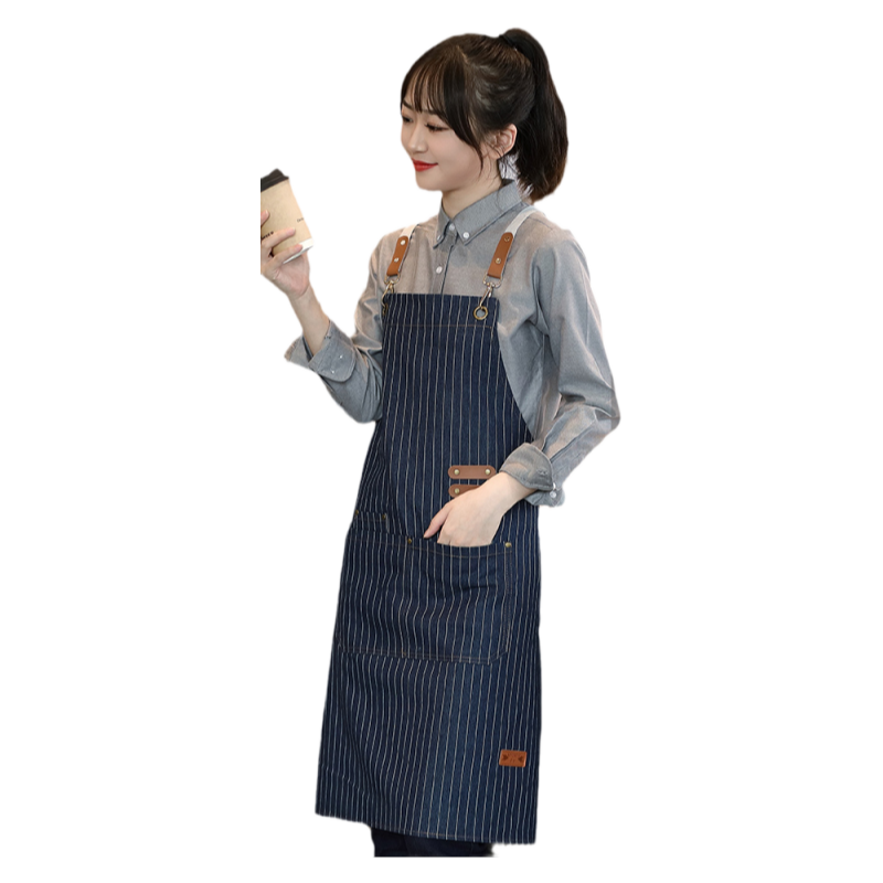 牛仔餐饮围裙火锅店厨房服务员工装奶茶烧烤烘焙咖啡师定制专用女