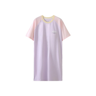 猫人新款女童短袖睡裙夏季A类云朵棉自带胸垫儿童家居服学生睡衣