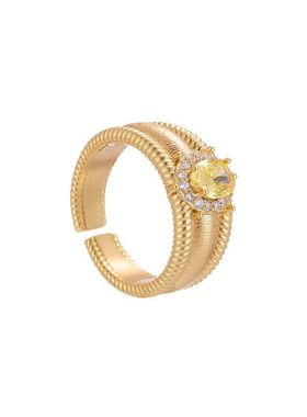 古法18K金爆闪镶钻鸽子蛋戒指