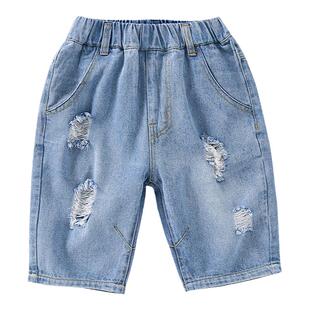 男童夏季薄款短裤2023新款时尚男孩牛仔中裤儿童休闲夏款五分裤潮