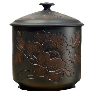 云南建水紫陶茶叶罐小号陶瓷家用防潮密封中式储物普洱散茶罐米缸