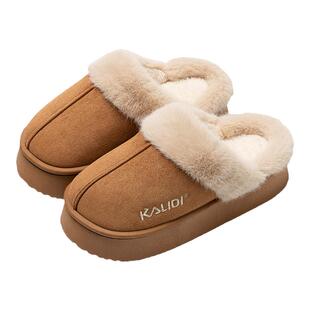 包跟厚底棉拖鞋女士秋冬季2024新款室内居家保暖毛毛绒棉拖鞋冬天
