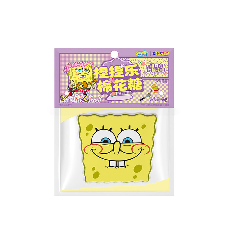 乔克蒂姆卡通捏捏乐棉花糖海绵宝宝联名蜜桃味糖果零食周边萌趣