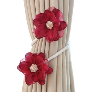 窗帘扣环绑带一对装田园婚庆花朵装饰点缀纱帘收纳扣夹束带捆绑绳