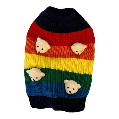 秋冬保暖彩虹小熊柯基法斗毛衣