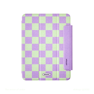 ufology春天紫绿棋盘格ipadpro2021保护壳air5/4磁吸保护套mini6