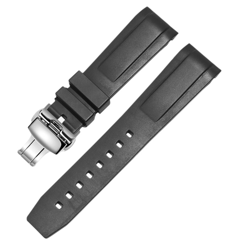 弧形硅胶手表带适配浪琴捷克空军1935经典L2.838.4.53.0配件22mm