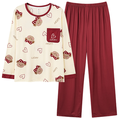 睡衣女2025新款秋款长袖纯棉女款冬季女童大童家居服薄款女孩套装