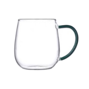 青苹果耐高温高硼硅玻璃杯套装家用待客家庭喝水杯茶杯带把手杯架