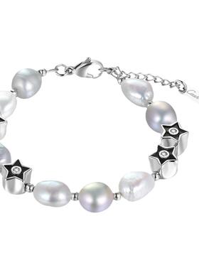 CASH COWS 原创花朵天然淡水巴洛克异形珍珠手链不规则灰白高级感