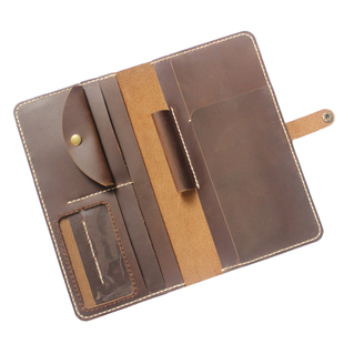 真皮机票多功能手工护照本大容量旅行卡包收纳带扣钱包diy材料032