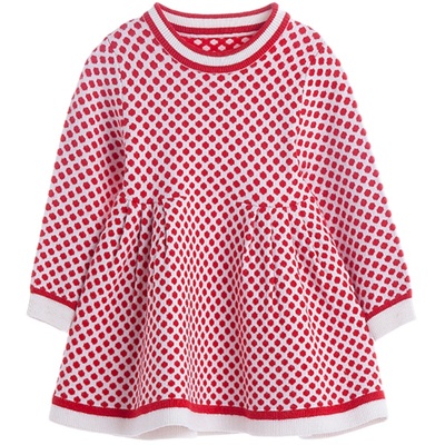 魔萌女童新年装格子毛衫长袖连衣裙MW230172QMS