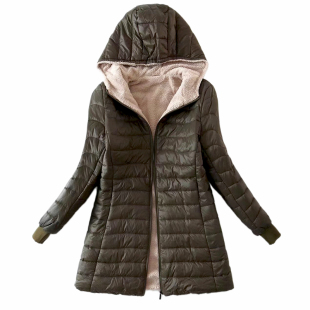 2025秋冬新款连帽加厚加绒棉衣保暖羊羔绒上衣女装外套中长款大衣