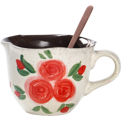 景德镇釉下彩手绘玫瑰草莓陶瓷杯