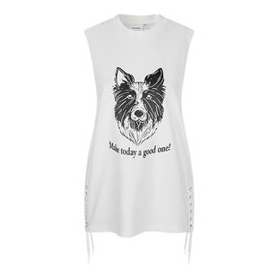MOUSSY 春季新品美式街头狗头印花绑带无袖背心028ISA90-2861