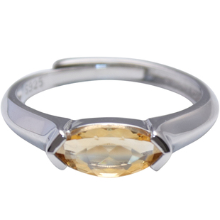 方糖家 天然黄水晶马眼戒指简约高级感纯银开口指环小众设计女款