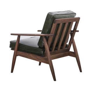 相伴一生 单人沙发 老虎 椅胡桃木实木榫卯真皮北欧复古休闲轻奢