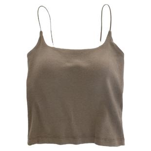 古妃秋冬磨毛细肩带吊带背心美背女带胸垫内搭修身打底免文胸内衣