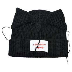 明星同款帽子女款冬天保暖护耳loverboy针织帽猫耳朵可爱毛线帽