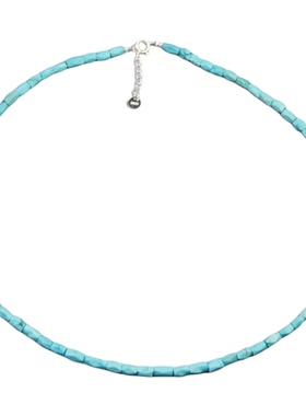 Ciel原创手工优化绿松石项链锁骨链短链切面珠复古风浅蓝偏绿颈链