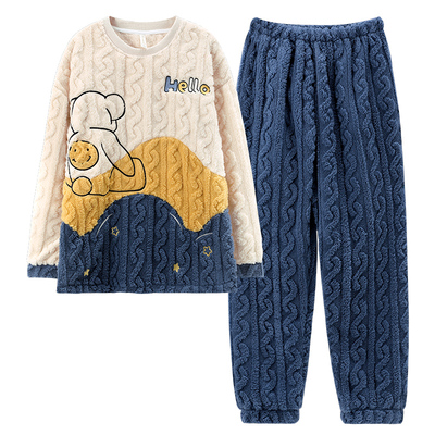 都市丽人珊瑚绒睡衣男款秋冬季