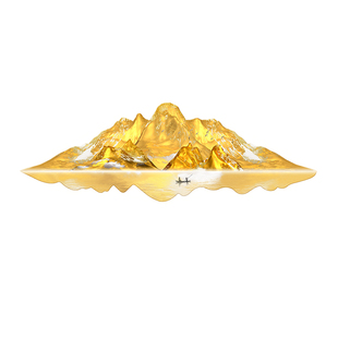 背靠金山带灯客厅装饰画八方来财山水画生意人大气沙发背景墙挂画